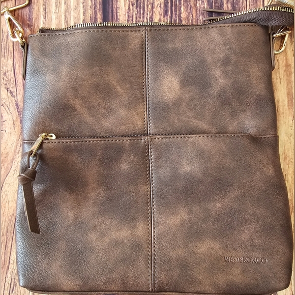 Westbronco Boho Square Crossbody Bag w/ PomPom London Adjustable Striped Strap - Picture 4 of 12